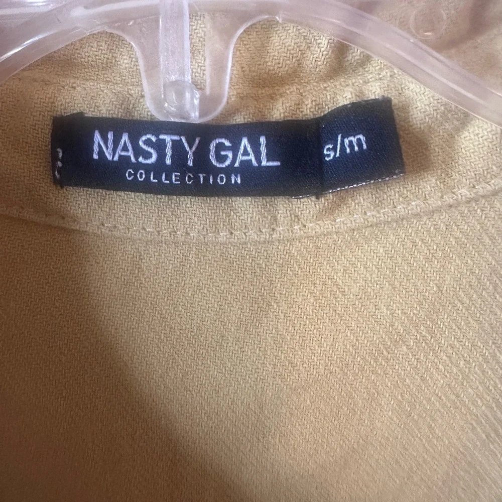 Nasty Gal Mustard Button Front Shirt Jacket S/M Utility Pocket Top Shirt - Picture 4 of 5